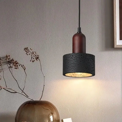 Modern black travertine pendant light bedroom led hanging lamp