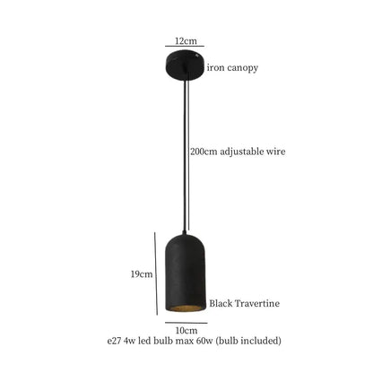 Modern black travertine pendant light bedroom led hanging lamp
