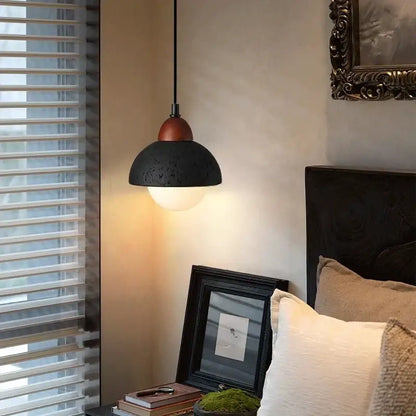 Modern black travertine pendant light bedroom led hanging lamp