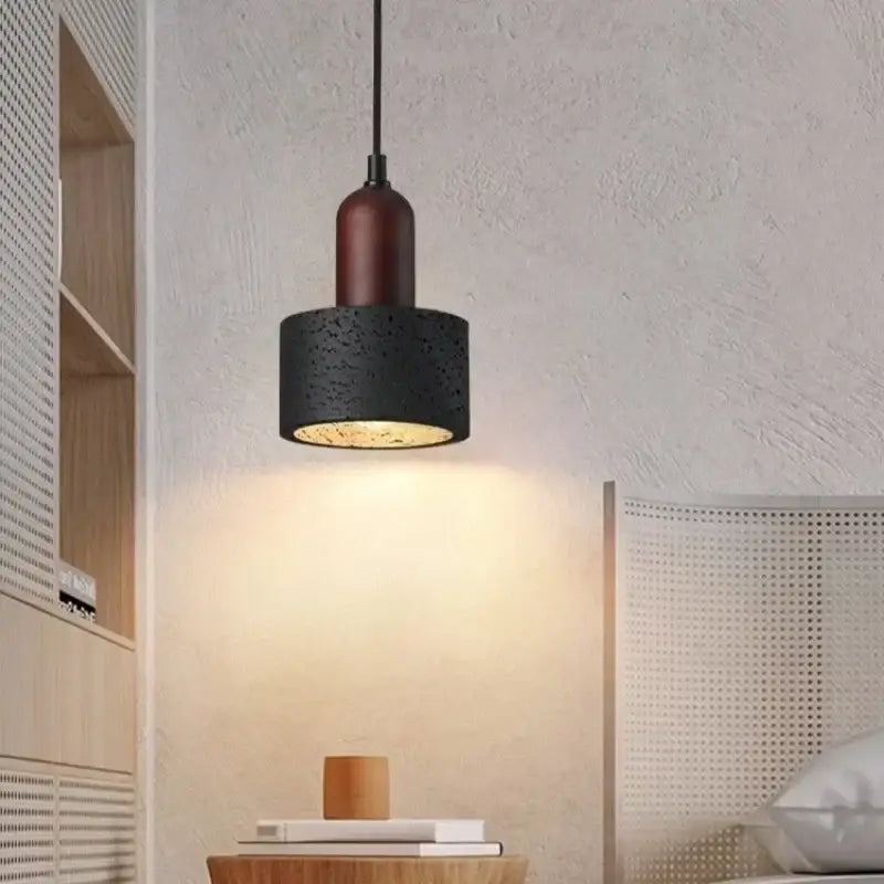 Modern black travertine pendant light bedroom led hanging lamp