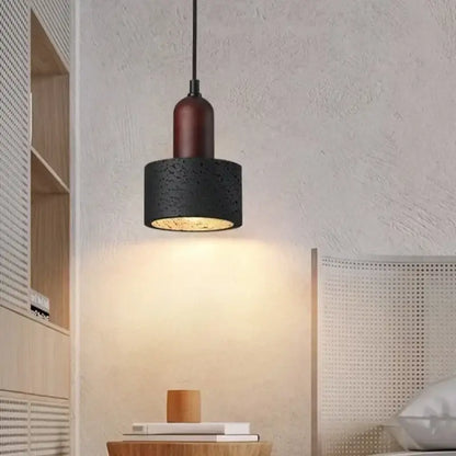 Modern black travertine pendant light bedroom led hanging lamp