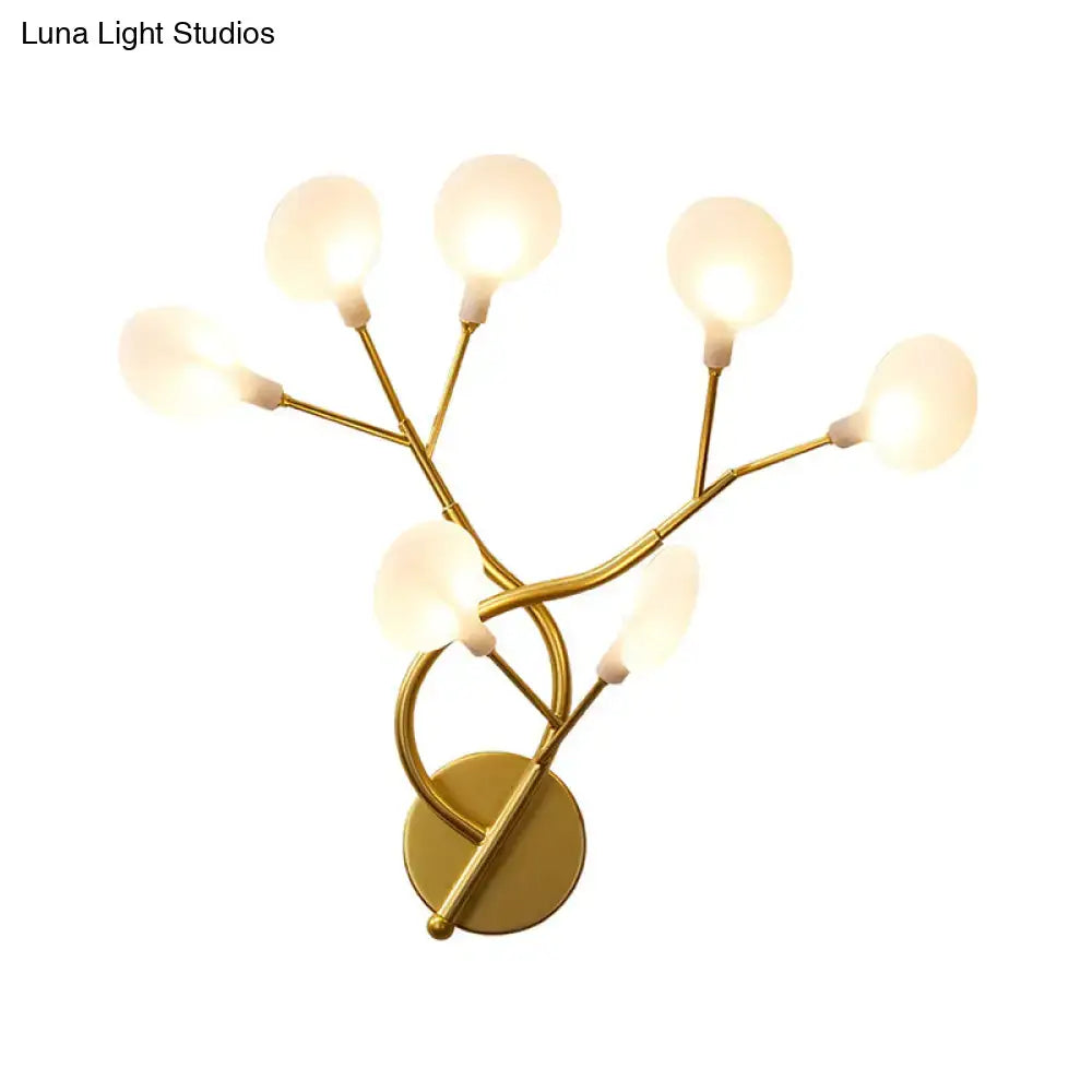 Modern black tree branch wall light bedroom 6 glass globe fixture