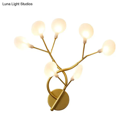 Modern black tree branch wall light bedroom 6 glass globe fixture