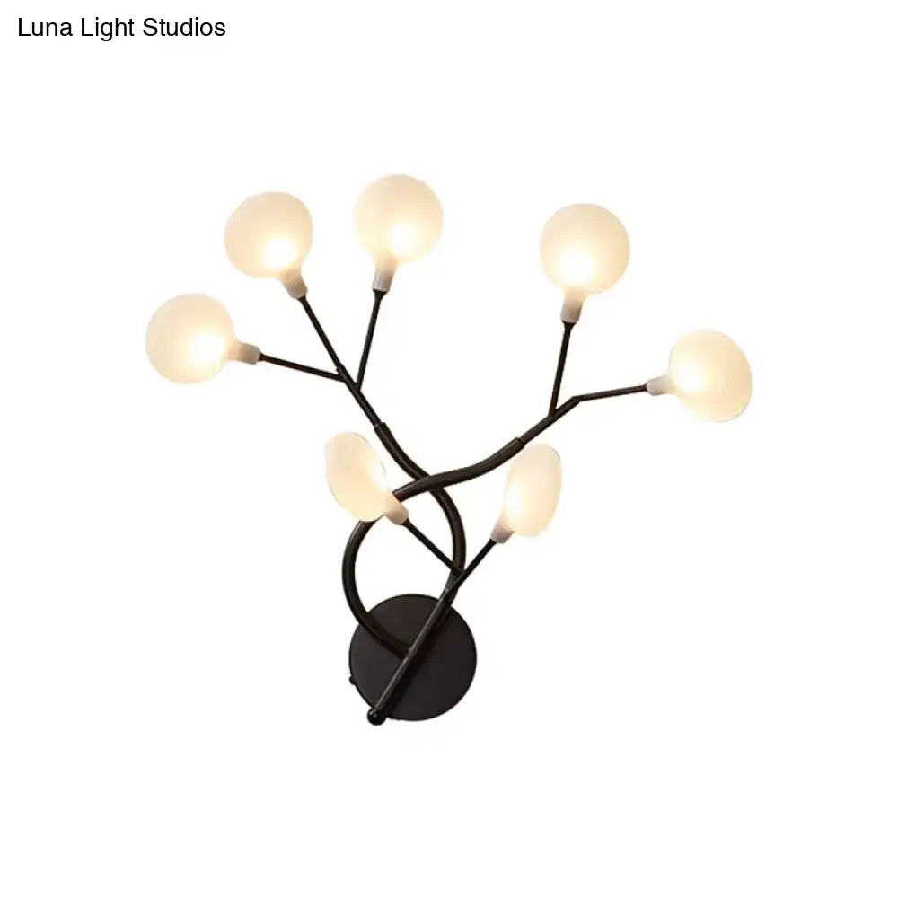 Modern black tree branch wall light bedroom 6 glass globe fixture