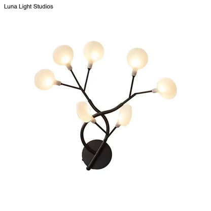 Modern black tree branch wall light bedroom 6 glass globe fixture