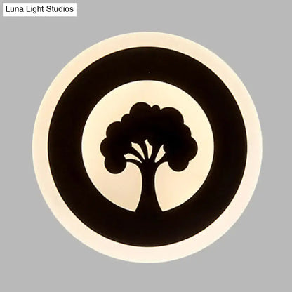 Modern black tree pattern led flush wall sconce bedroom light
