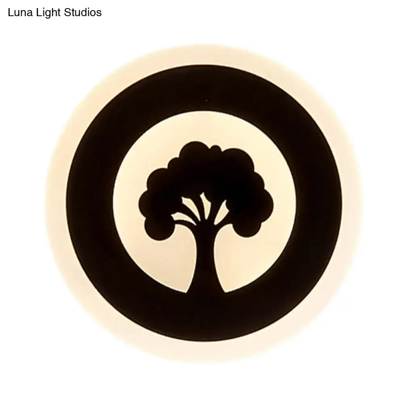 Modern black tree pattern led flush wall sconce bedroom light