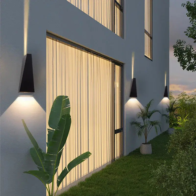 Modern black triangular led wall light garden sconce