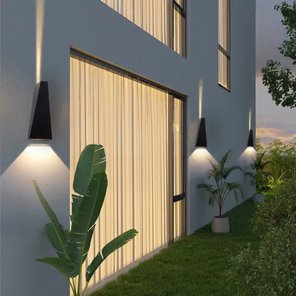 Modern black triangular led wall light garden sconce