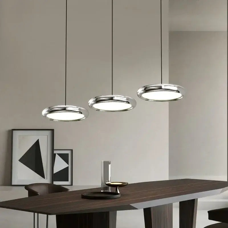 Modern black triple ring iron pendant chandelier for kitchen lighting