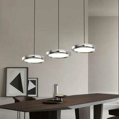 Modern black triple ring iron pendant chandelier for kitchen lighting