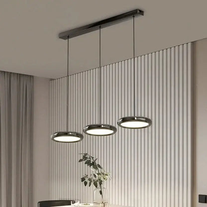 Modern black triple ring iron pendant chandelier for kitchen lighting