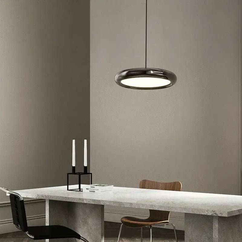 Modern black triple ring iron pendant chandelier for kitchen lighting