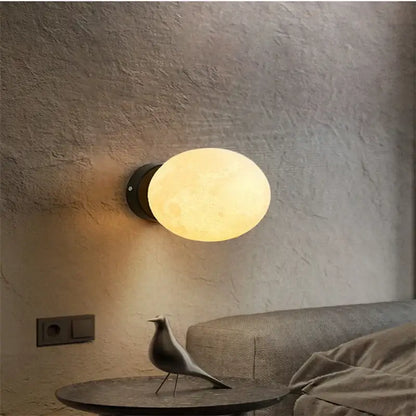 Modern black tripod moon floor lamp with white bulbs living room