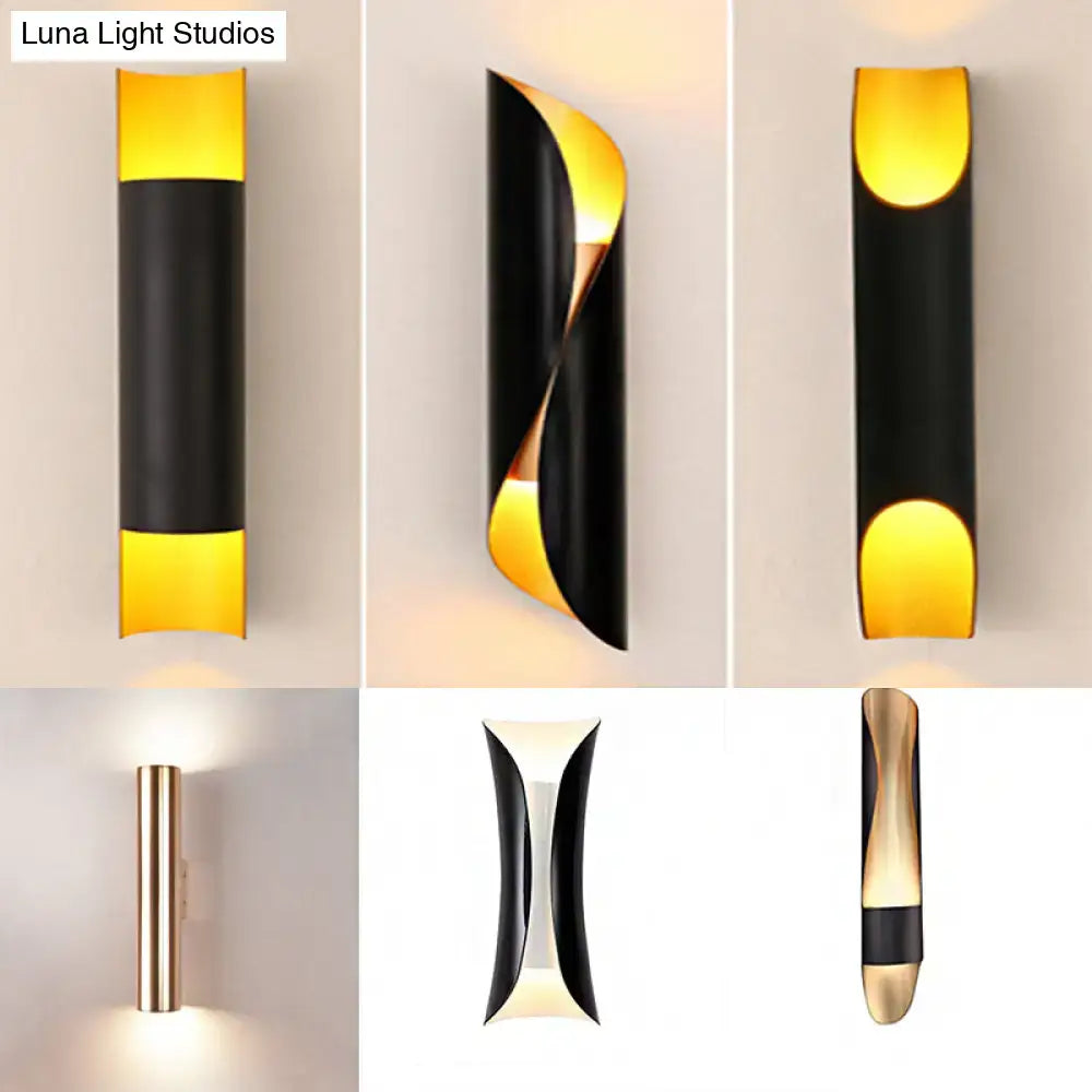 Modern black tubular wall mounted bedside lamp bedroom e26 e27 light