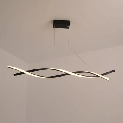 DecorBites™ Modern Black Twist LED Pendant Light with Aluminum Chandelier Design - Perfect for Restaurants