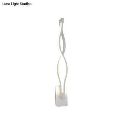 Modern black twisted led stairway sconce warm white light bedroom