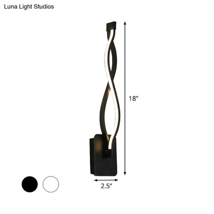 Modern black twisted led stairway sconce warm white light bedroom