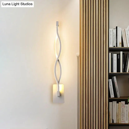 Modern black twisted led stairway sconce warm white light bedroom