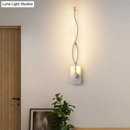 Modern black twisted led stairway sconce warm white light bedroom
