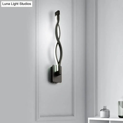 Modern black twisted led stairway sconce warm white light bedroom