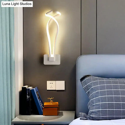 Modern black twisted spiral led wall sconce bedroom light
