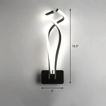 Modern black twisted spiral led wall sconce bedroom light