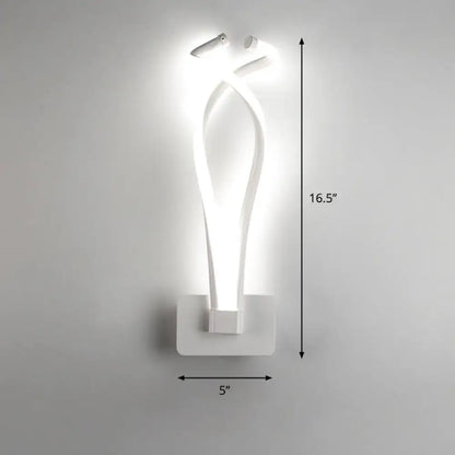 Modern black twisted spiral led wall sconce bedroom light