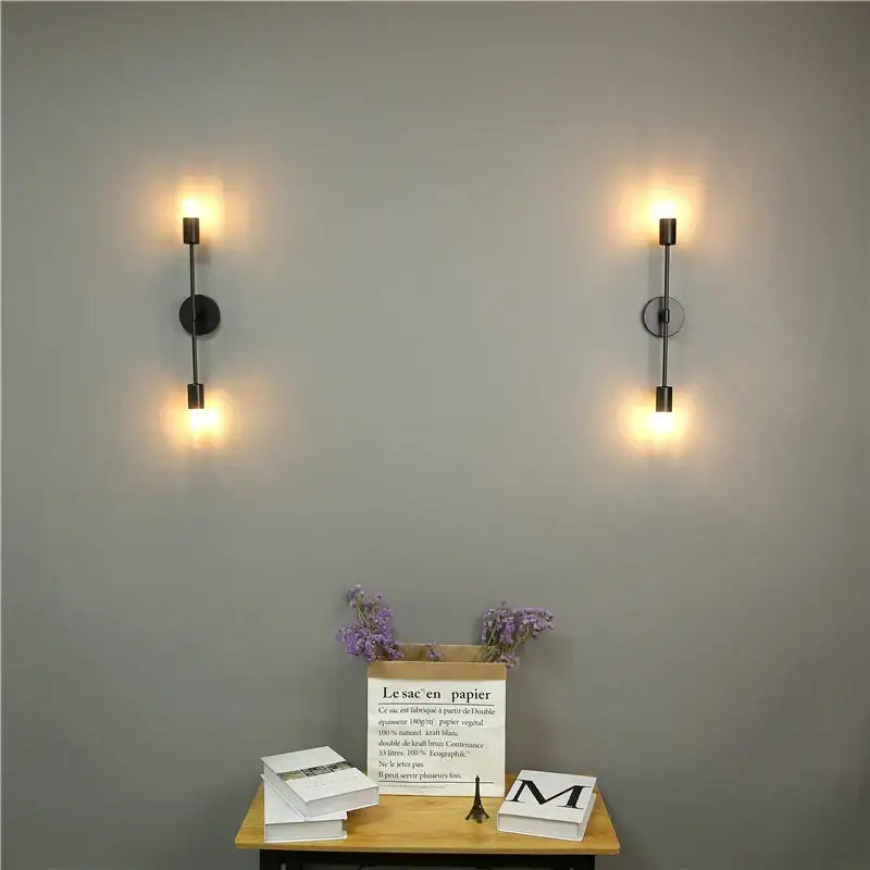 Modern black two arm led wall lamp bedroom vanity light