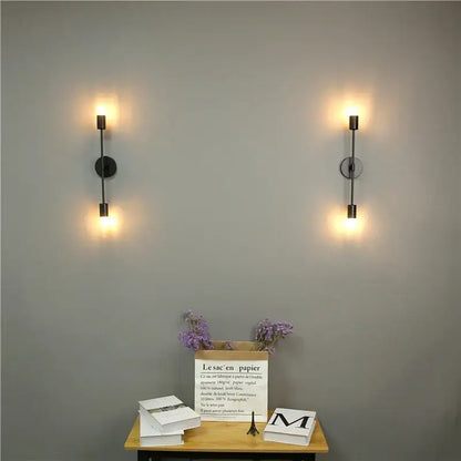 Modern black two arm led wall lamp bedroom vanity light