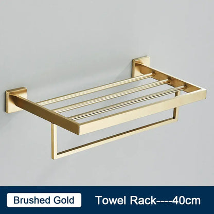 Modern black two tier towel rack bathroom cloth holder