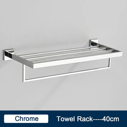 Modern black two tier towel rack bathroom cloth holder