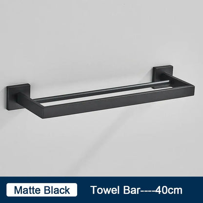Modern black two tier towel rack bathroom cloth holder