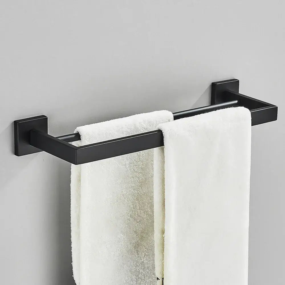 Modern black two tier towel rack bathroom cloth holder