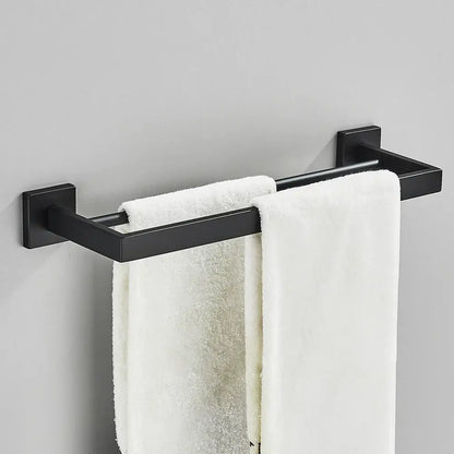 Modern black two tier towel rack bathroom cloth holder