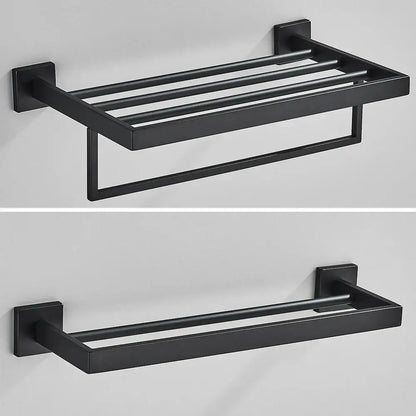 Modern black two tier towel rack bathroom cloth holder