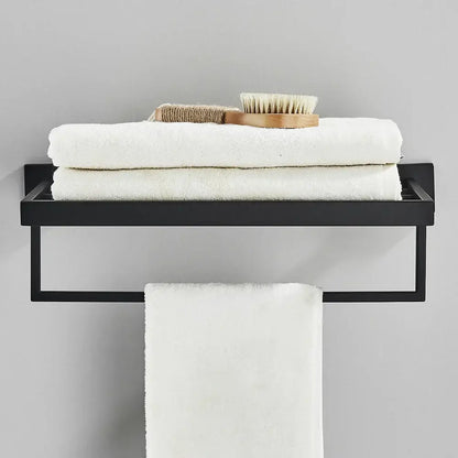 Modern black two tier towel rack bathroom cloth holder