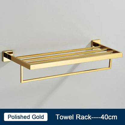 Modern black two tier towel rack bathroom cloth holder