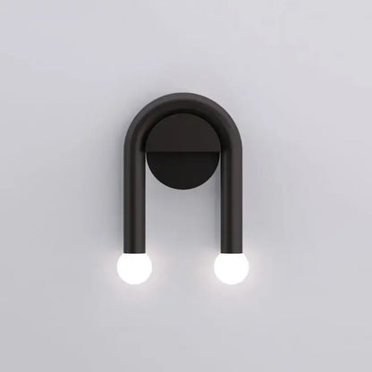 Modern black u-shaped led wall lamp for bedroom with spherical bulbs