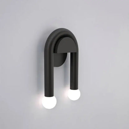 Modern black u-shaped led wall lamp for bedroom with spherical bulbs