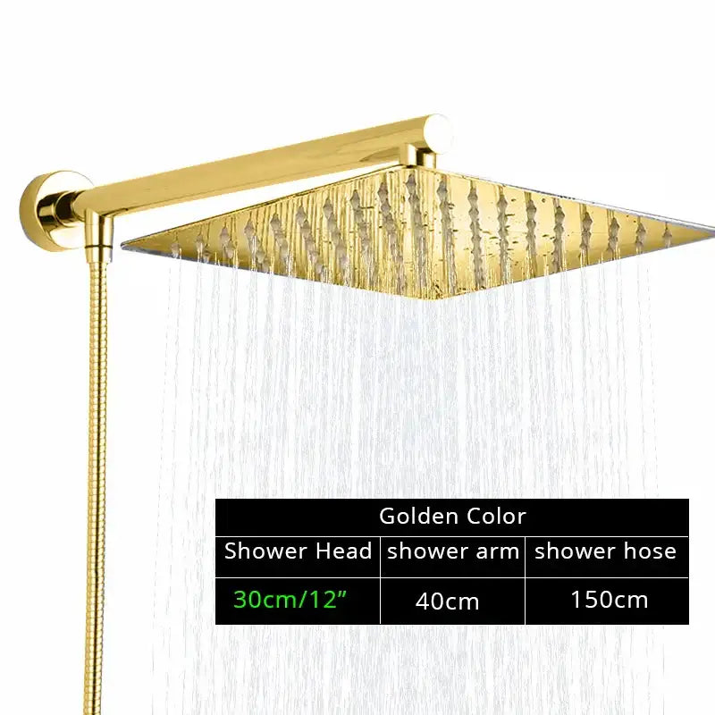 Modern black ultrathin rainfall shower head set with hose for bathroom