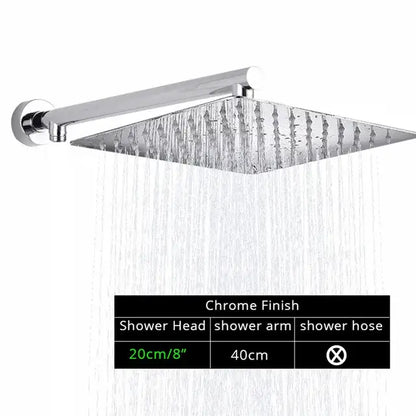 Modern black ultrathin rainfall shower head set with hose for bathroom