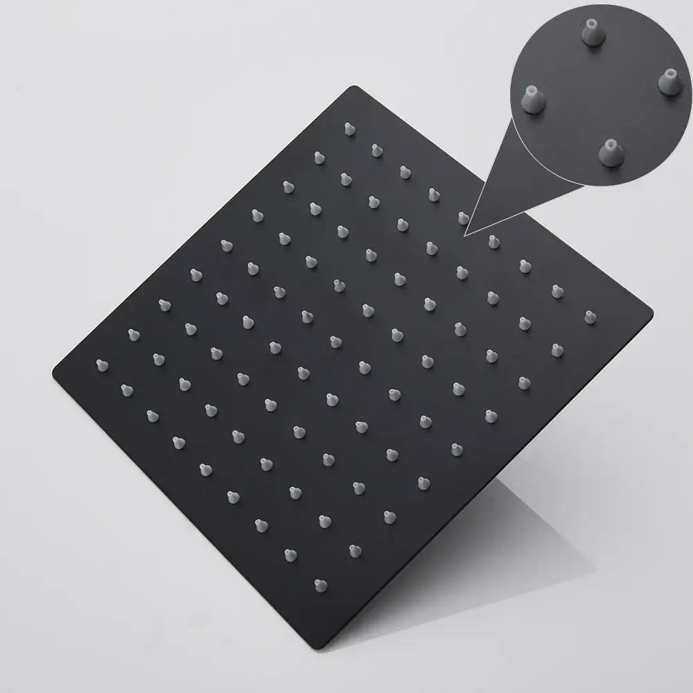 Modern black ultrathin rainfall shower head set with hose for bathroom