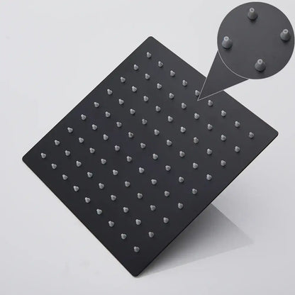 Modern black ultrathin rainfall shower head set with hose for bathroom