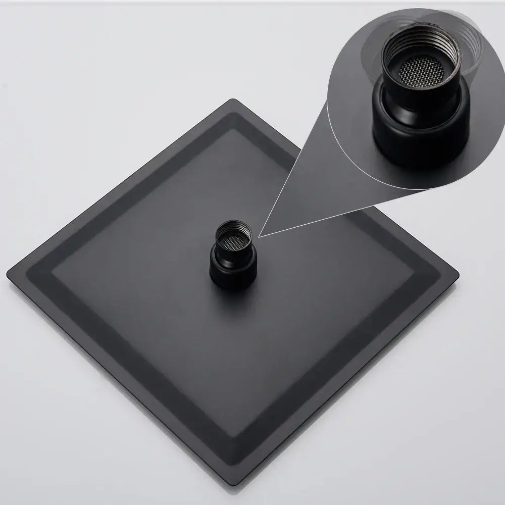 Modern black ultrathin rainfall shower head set with hose for bathroom