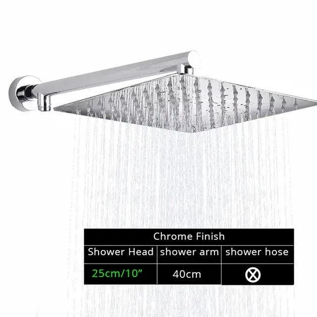 Modern black ultrathin rainfall shower head set with hose for bathroom