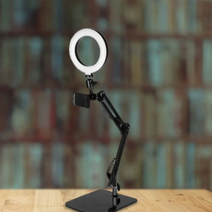 DecorBites™ Modern Black USB Fill-in Flash Light with LED Vanity Lamp for Mobile Phones - Stylish Metal Shade
