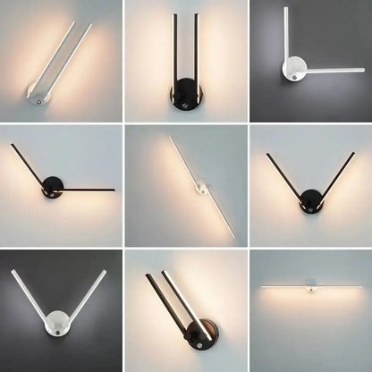 Modern black v-shaped double arm adjustable wall light for bedroom
