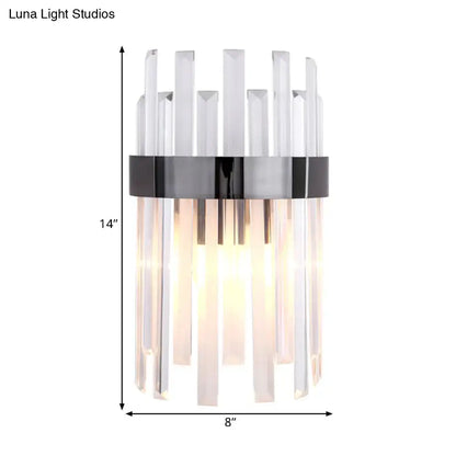 Modern black wall lamp with icicle crystals for dining room