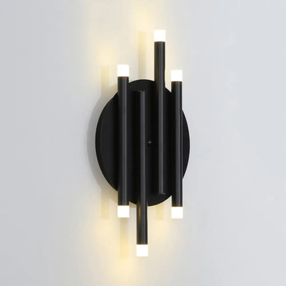 DecorBites™ Modern Black Wall Light with Round Backplate - 6-Light Metal Wall Lamp for Hallway and Bedside